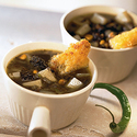 Idaho� Potato and Huitlacoche Soup with Oaxaca Cheese Croutons
